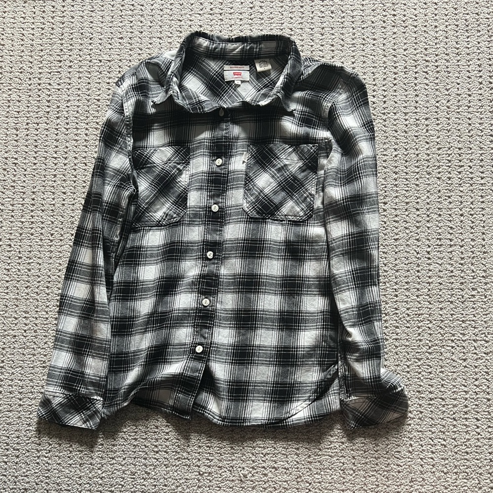 Women’s Levi's Black and White Plaid Button Down Shirt